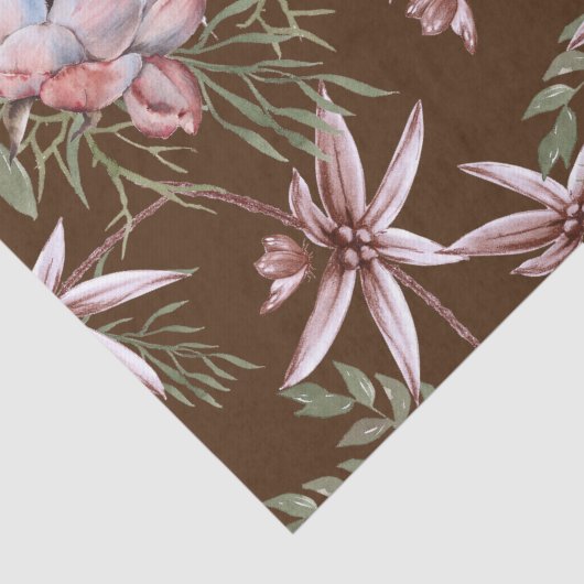 Mooie Waterverf Roze Bloemen Donkere Achtergrond Tissuepapier (Detail)