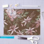 Mooie Waterverf Roze Bloemen Donkere Achtergrond Tissuepapier (Craft)