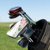 Mooie Waterverf roze bloemen gepersonaliseerde naa Golfheadcover (Insitu)