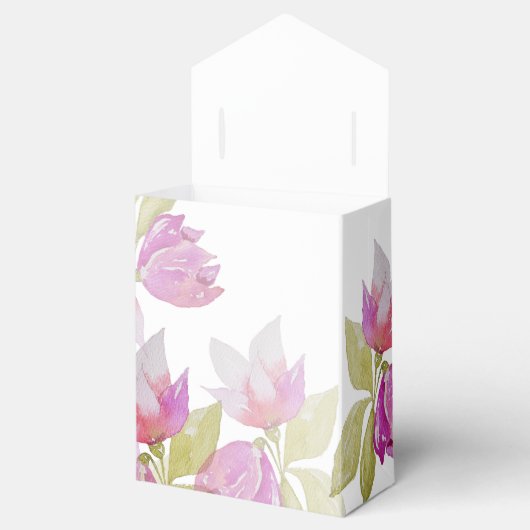 Mooie Waterverf roze bloemen handbeschilderd Bedankdoosjes (Geopend)