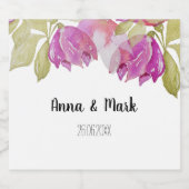 Mooie Waterverf roze bloemen handbeschilderd Likeurfles Etiket (Enkel label)