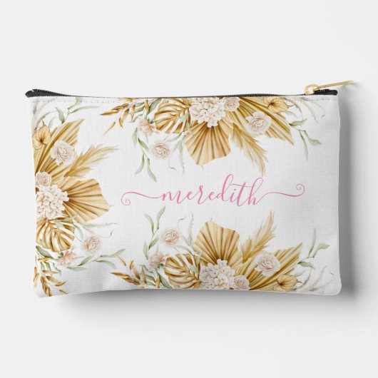 Mooie Waterverf Roze Boho Pampas Grass Naam Etui (Achterkant)