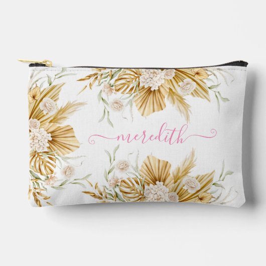 Mooie Waterverf Roze Boho Pampas Grass Naam Etui (Voorkant)