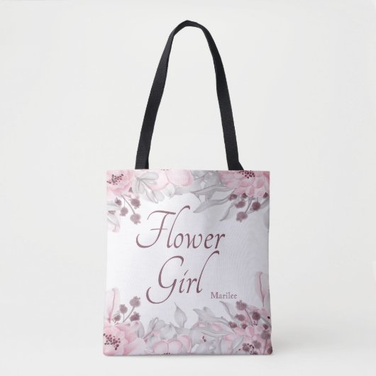 Mooie Waterverf Roze Floral Bloemenmeisje Tote Bag (Voorkant)