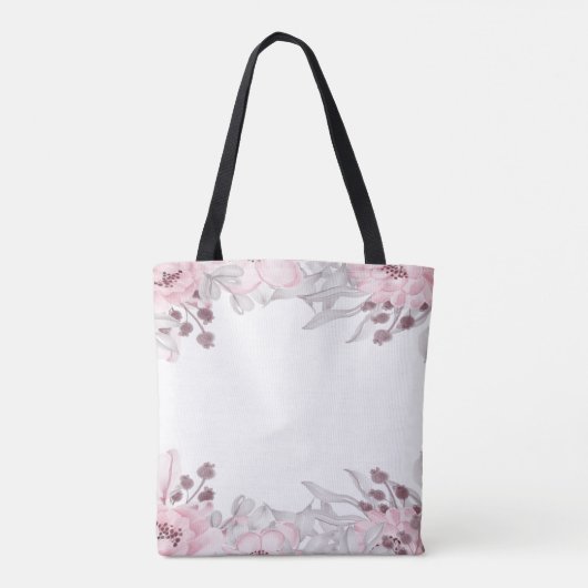 Mooie Waterverf Roze Floral Bloemenmeisje Tote Bag (Achterkant)