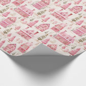 Mooie Waterverf Roze Kerstmis Cadeaupapier (Hoek)