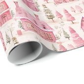 Mooie Waterverf Roze Kerstmis Cadeaupapier (Rol Hoek)