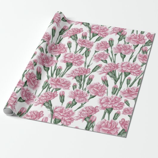 Mooie Waterverf roze landbloemen Cadeaupapier (Uitgerold)