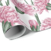 Mooie Waterverf roze landbloemen Cadeaupapier (Rol Hoek)