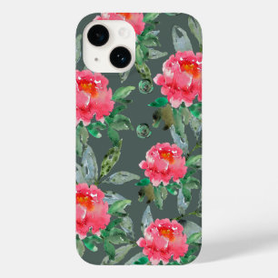 Mooie waterverf roze pioenrozen bloempatroon Case-Mate iPhone 14 hoesje