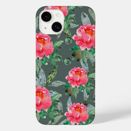 Mooie waterverf roze pioenrozen bloempatroon  Case-Mate iPhone case (Achterkant)