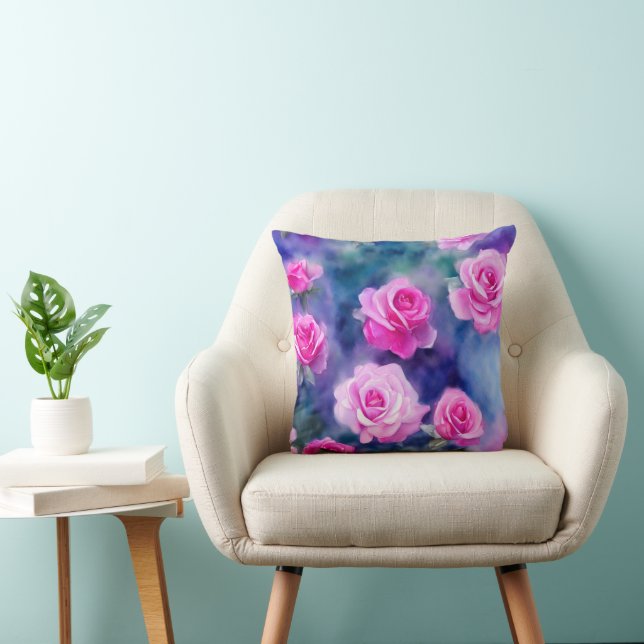 Mooie Waterverf Roze Roze Rijk Collectie Kussen (Stoel)