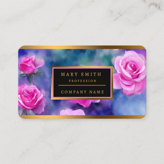Mooie Waterverf Roze Roze Rijk Collectie Visitekaartje (Voorkant)