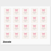 Mooie waterverf roze strik coquette retouradres vierkante sticker (Vel)