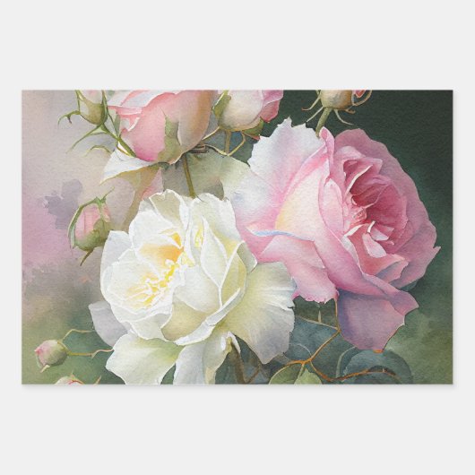 Mooie Waterverf Rozen Inpakpapier Vel (Voorkant 3)