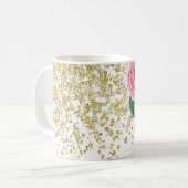 Mooie Waterverf Rozen met Gold Glitter Mok (Voorkant links)