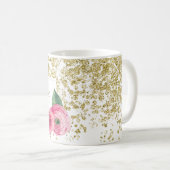 Mooie Waterverf Rozen met Gold Glitter Mok (Voorkant rechts)