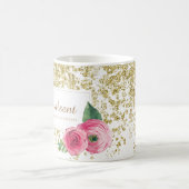 Mooie Waterverf Rozen met Gold Glitter Mok (Center)