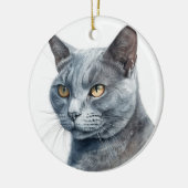 MOOIE WATERVERF RUSSISCH BLAUW KATTENGEZICHT KERAMISCH ORNAMENT (Links)