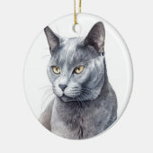 MOOIE WATERVERF RUSSISCH BLAUW KATTENGEZICHT KERAMISCH ORNAMENT (Links)