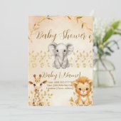 Mooie waterverf safari babyshower uitnodiging (Staand voorkant)