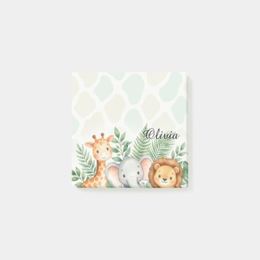 Mooie Waterverf Safari Dieren Persoonlijke Plaknot Post-it® Notes (Voorkant)