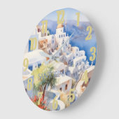 Mooie Waterverf Santorini Griekenland Reizen Grote Klok (Hoek)