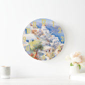 Mooie Waterverf Santorini Griekenland Reizen Grote Klok (Huis)