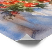 Mooie Waterverf Santorini Griekenland Reizen Poster (Hoek)