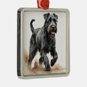 MOOIE WATERVERF SCHANUZER PUPPY DOG METALEN ORNAMENT (Rechts)