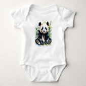 Mooie Waterverf Schattige Knuffelpanda Beer Romper (Voorkant)