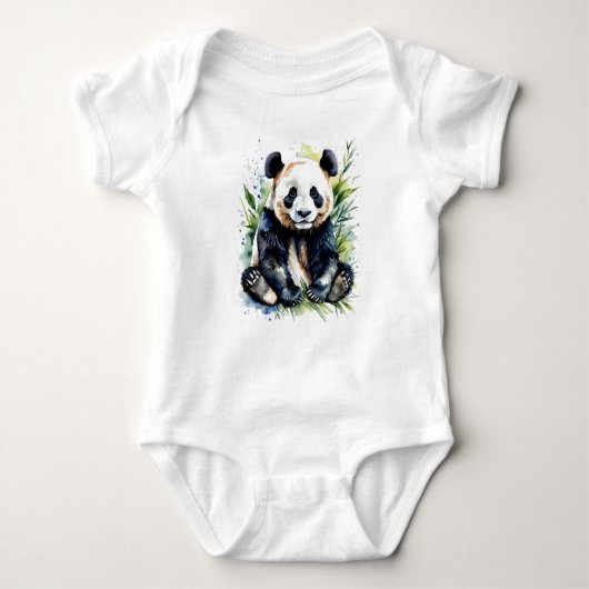Mooie Waterverf Schattige Knuffelpanda Beer Romper (Voorkant)