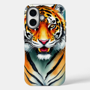 Mooie waterverf schilderij Tijger in oerwoud iPhone 16 Hoesje