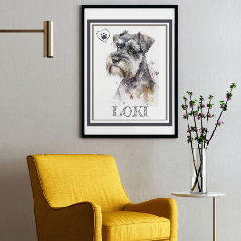  mooie Waterverf (Schnauzer) Poster
