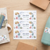 Mooie waterverf schoolbus stickers met eigen naam