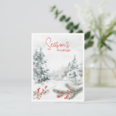 Mooie waterverf seizoen's groeten feestdagenkaart (Staand voorkant)