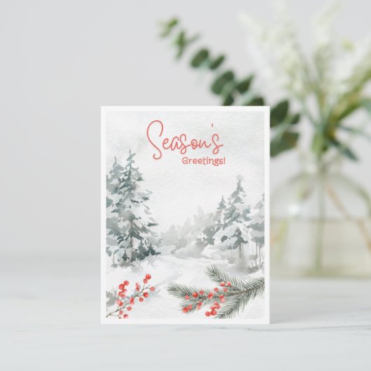 Mooie waterverf seizoen's groeten feestdagenkaart (Staand voorkant)