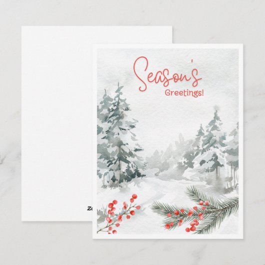 Mooie waterverf seizoen's groeten feestdagenkaart (Voorkant / Achterkant)