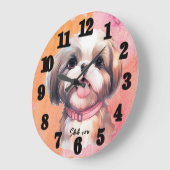 Mooie Waterverf Shih tzu Dog Grote Klok (Hoek)