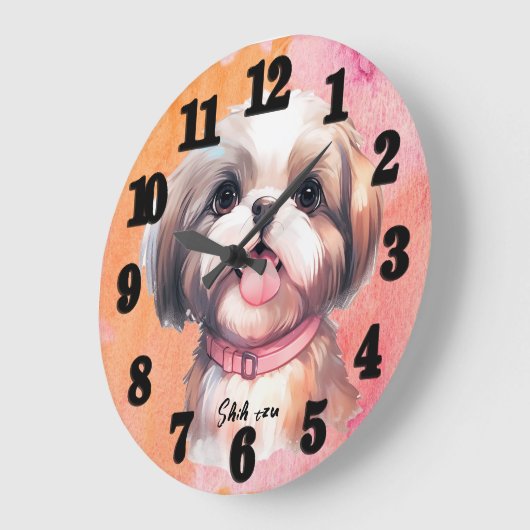 Mooie Waterverf Shih tzu Dog Grote Klok (Hoek)
