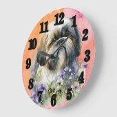 Mooie Waterverf Shih tzu Dog Grote Klok (Hoek)