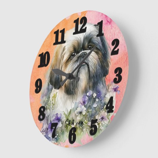 Mooie Waterverf Shih tzu Dog Grote Klok (Hoek)