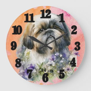 Mooie Waterverf Shih tzu Dog Grote Klok