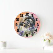 Mooie Waterverf Shih tzu Dog Grote Klok (Huis)