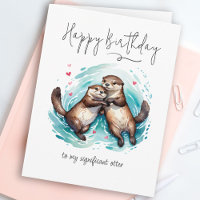 Mooie Waterverf Significant Otter Punny Birthday