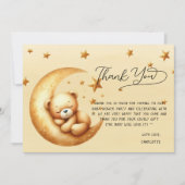 Mooie Waterverf Slaande Beer Op Maan Baby Shower Bedankkaart (Voorkant)