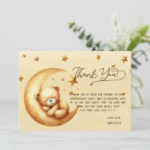 Mooie Waterverf Slaande Beer Op Maan Baby Shower Bedankkaart (Staand voorkant)