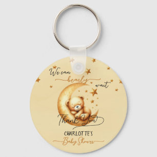Mooie waterverf slapende beer op maan babyshower sleutelhanger