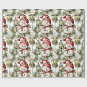 Mooie Waterverf Sneeuwman Kerst Cadeaupapier (Vlak)