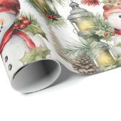 Mooie Waterverf Sneeuwman Kerst Cadeaupapier (Rol Hoek)